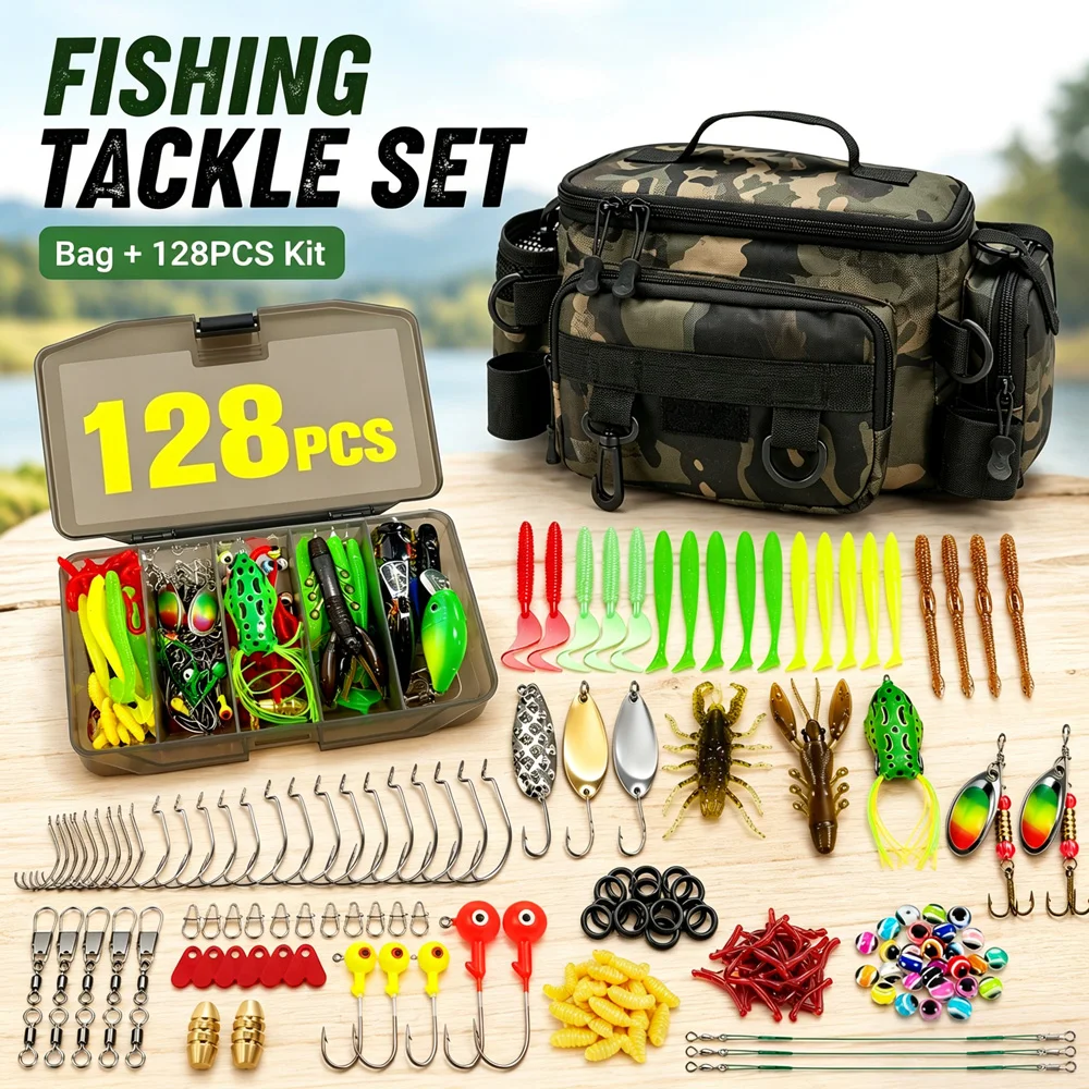 Kit de pesca camuflado con señuelos, anzuelos y plomos para agua salada - imagen 3