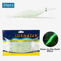 Vinilo de camarón suave con ojos 3D luminosos para pesca