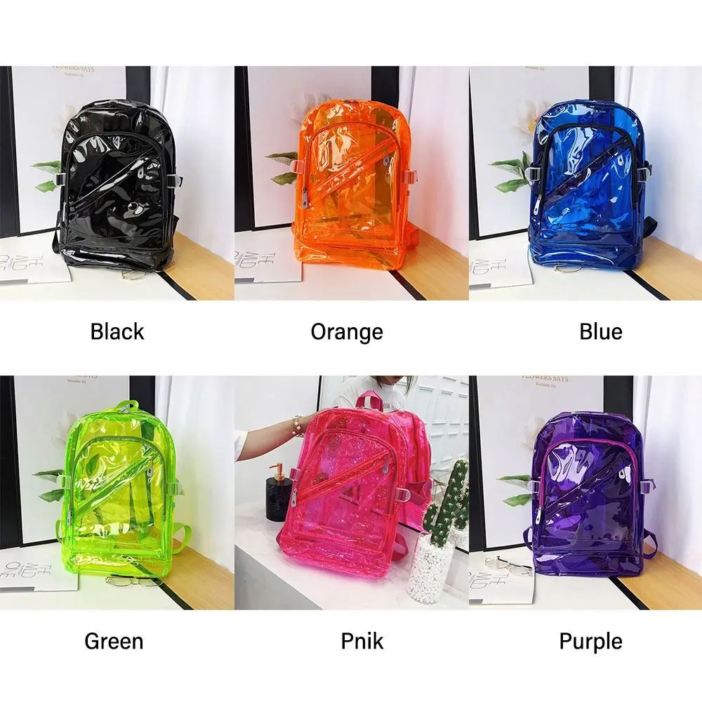 Mochila PVC transparente caramelo para mujer, escolar y resistente - imagen 2