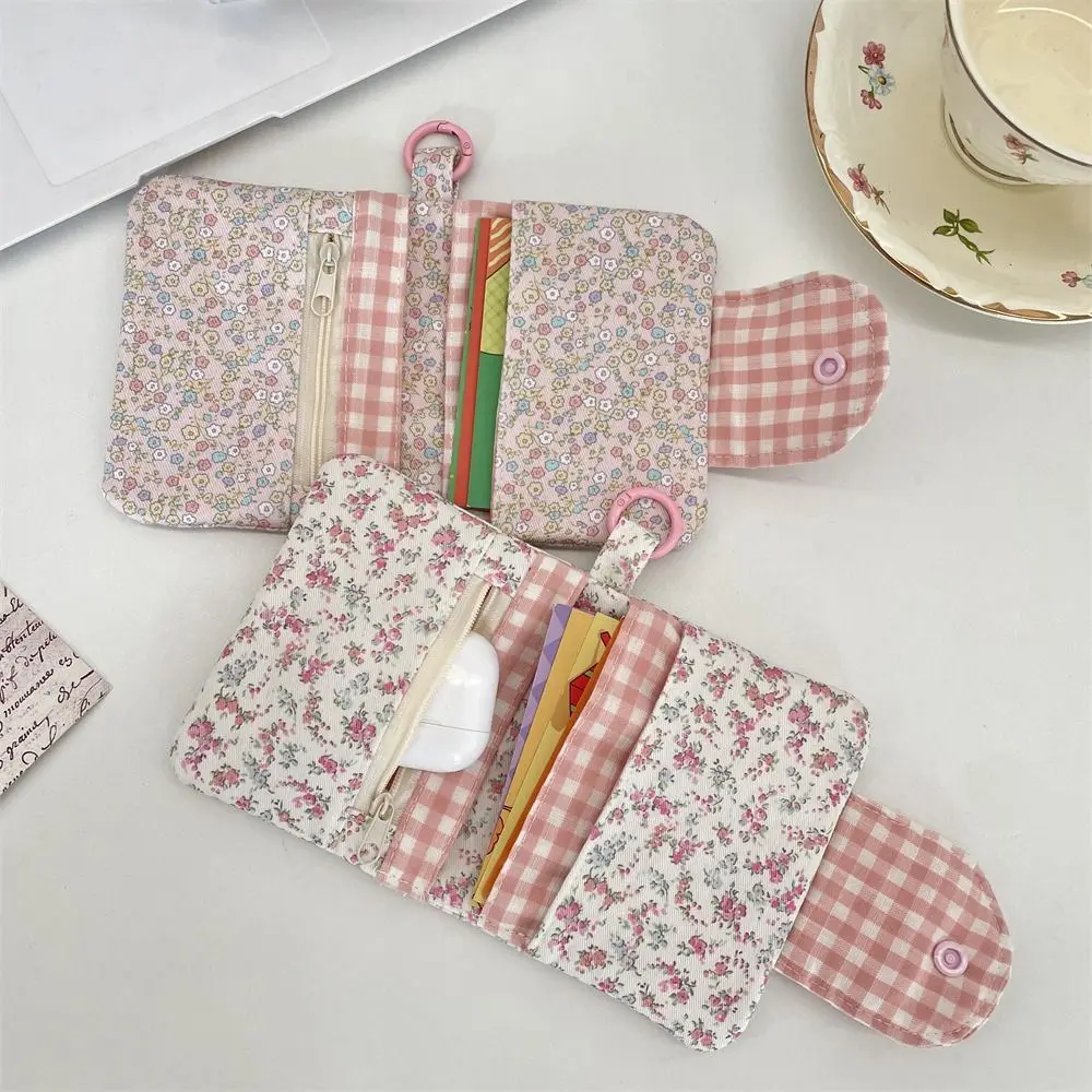 Monedero de tela con lazo y flor, cartera pequeña multifunción - imagen 2