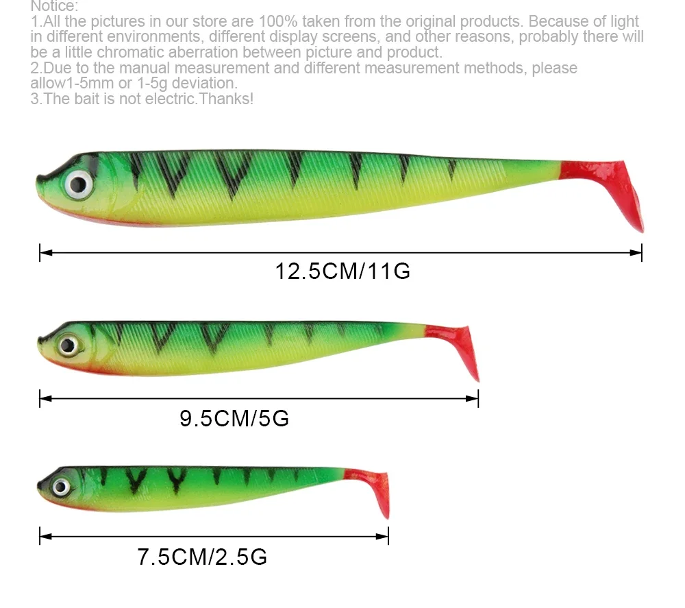 Comparativa de los tres tamaños del swimbait