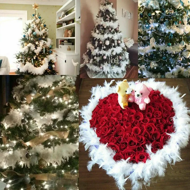 Boa de plumas naturales blanca para decoración y manualidades - imagen 2