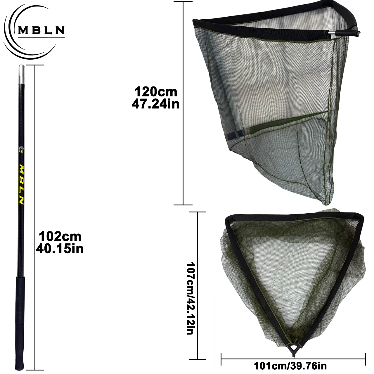 Red de Pesca Plegable Triangular MBLN Mango Carbono - imagen 3