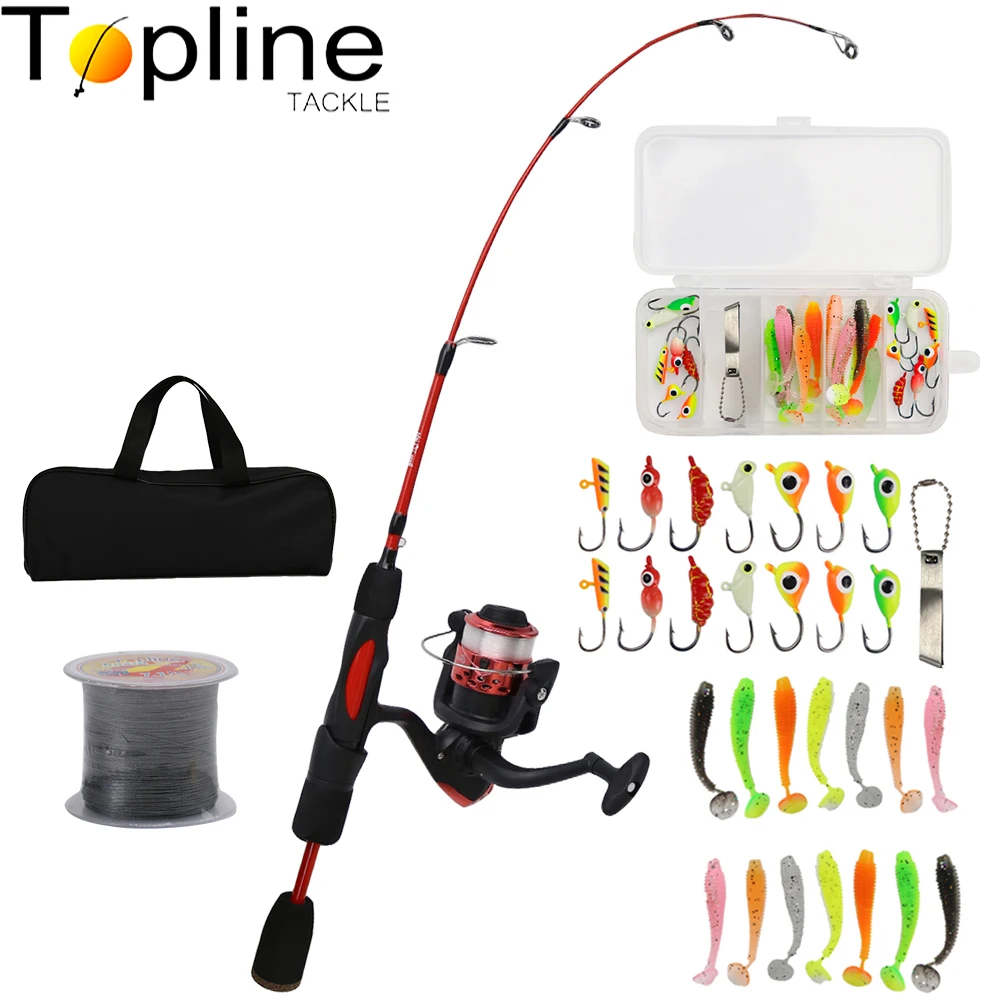 Kit completo de pesca en hielo Topline Tackle con caña, carrete, señuelos y accesorios