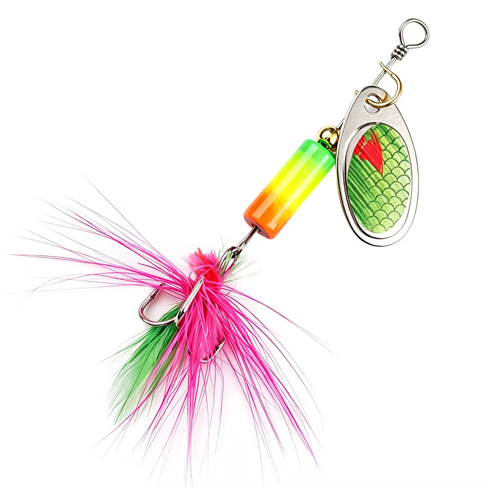 Señuelo Cuchara Giratorio con Anzuelo de Pluma para Pesca de Lubina - imagen 5