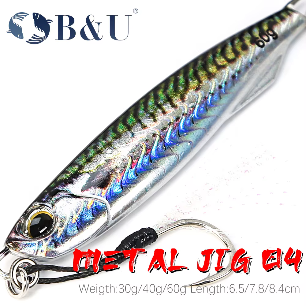 B & U Cuchara Jig 3D Metalica Senuelo para Lubina pesca agua salada