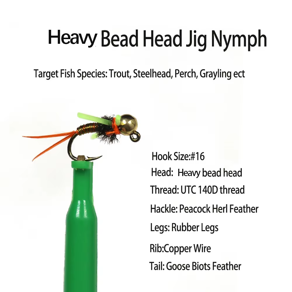 ICERIO Plantilla Ninfa Jig Head – Pierna de goma hundimiento rápido trucha - imagen 4