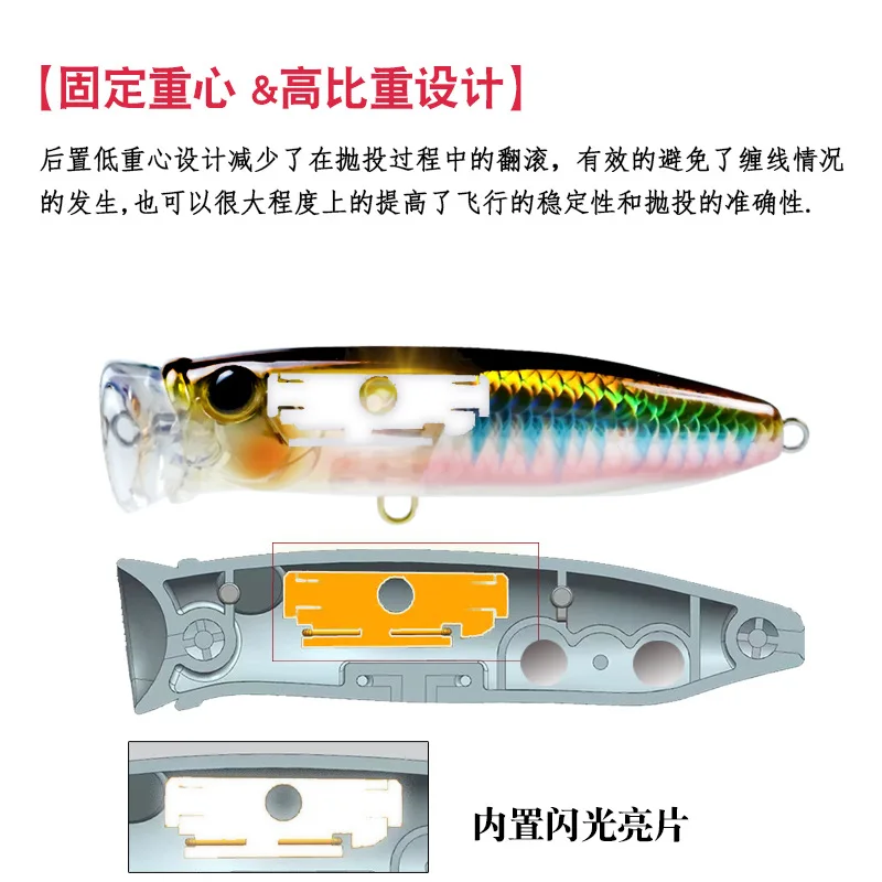 Swolfy Popper topwater flotante para lubina, perca y lucio - imagen 3
