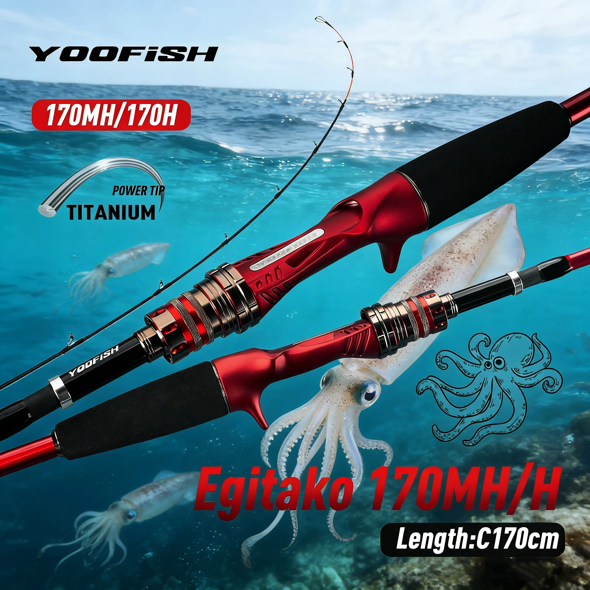 Caña Egi YOOFISH Egitako – para calamar, sepia y pulpo - imagen 3