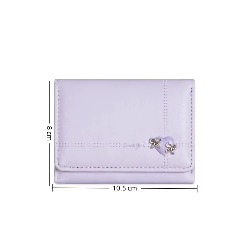 Cartera plegable de mujer con lazo de corazón y ranuras para tarjetas - imagen 2