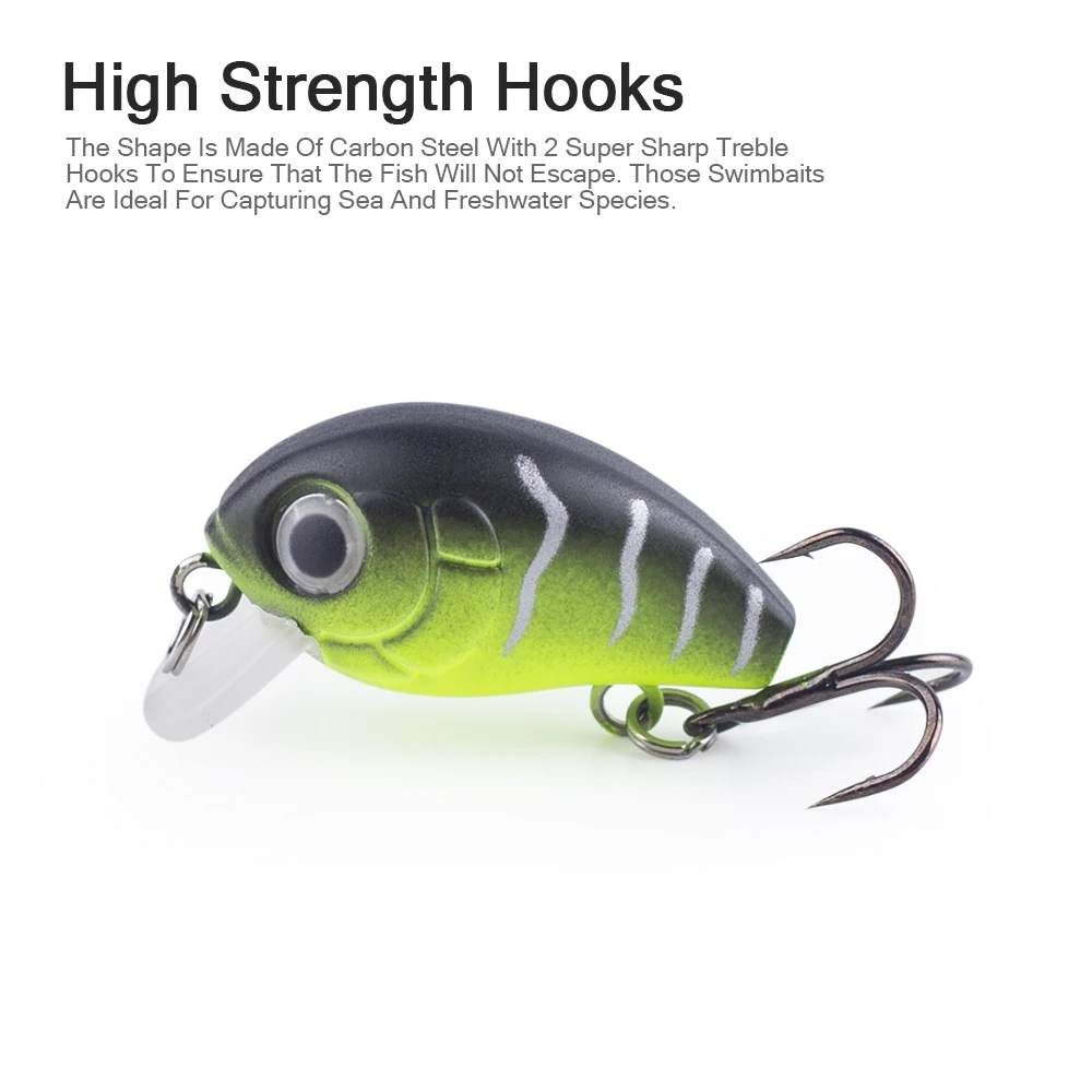 Señuelos Crankbait Hanlin – Mini Wobbler hundimiento lento para lubina - imagen 5