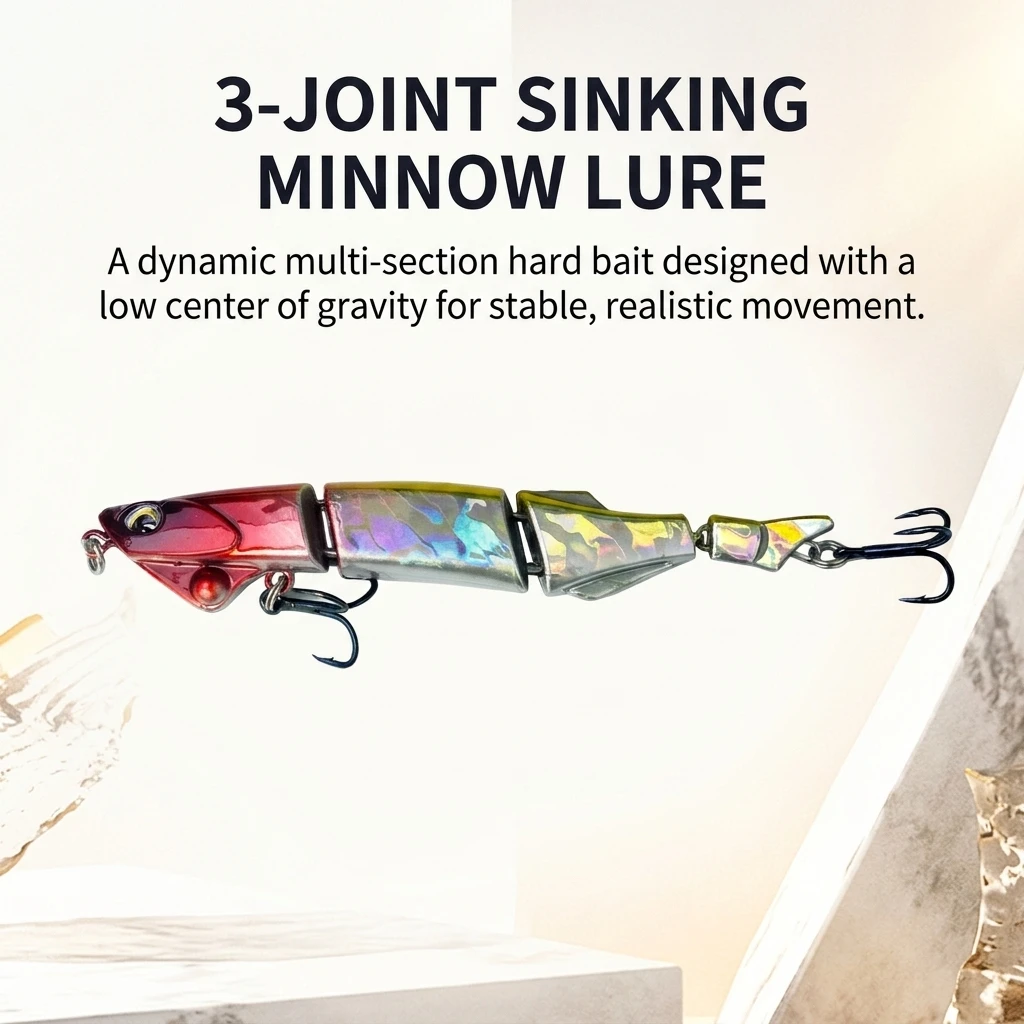 Señuelo minnow para lubina con acción realista y tres articulaciones - imagen 3