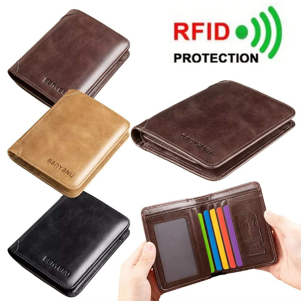 Cartera RFID plegable unisex – tarjetero compacto de cuero sintético - imagen 2