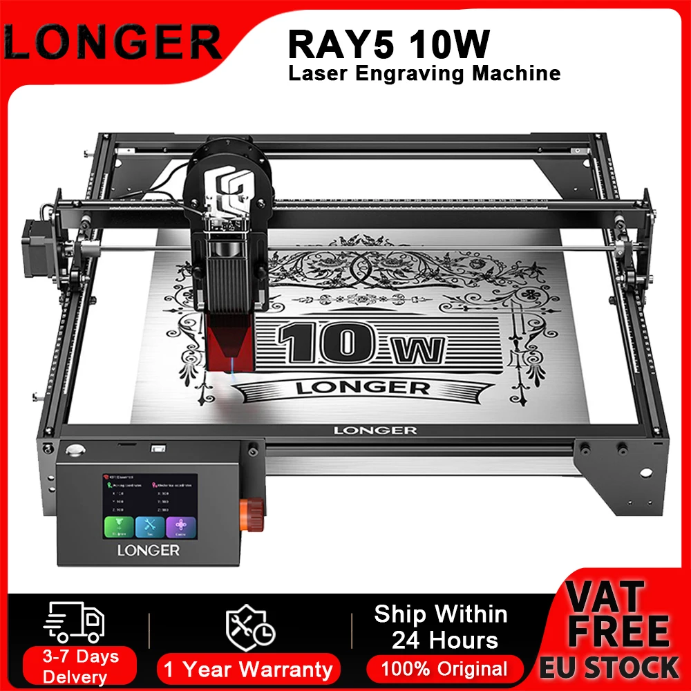 Grabador Láser LONGER RAY5 10W – Pantalla Táctil, Precisión 0.06mm