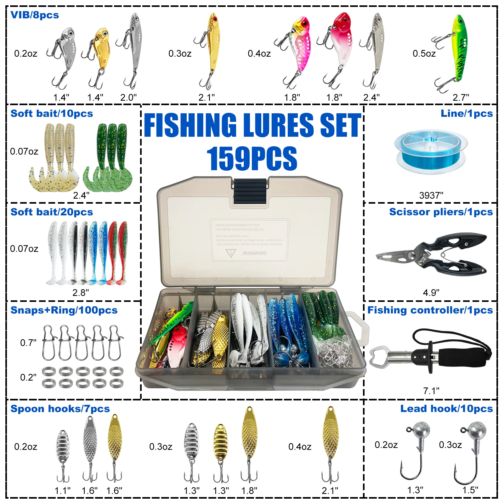 Kit de señuelos metálicos Vib FREE FISHER para pesca - imagen 5
