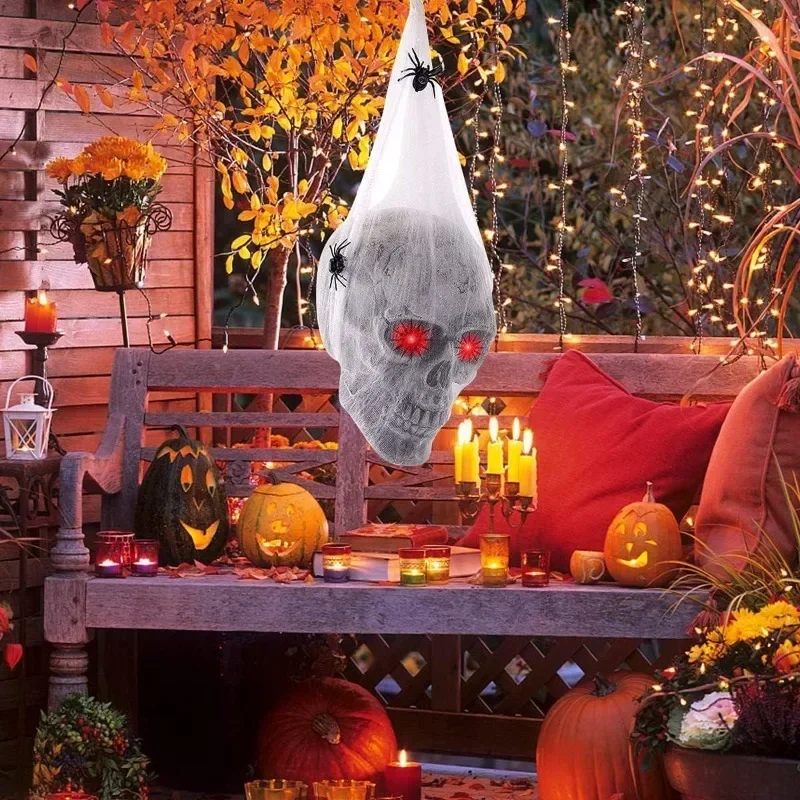 Control de sonido araña con cráneo – Decoración Halloween brillante para casa - imagen 3