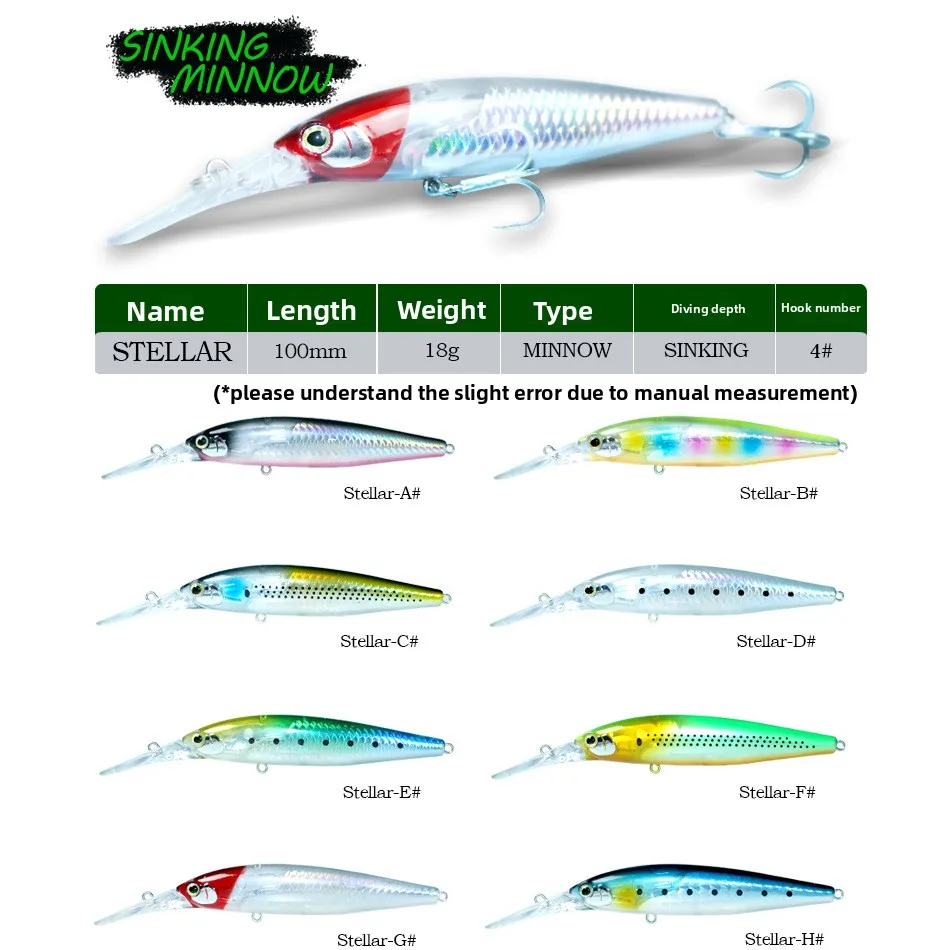 MUKUN Minnow hundimiento rápido Jerkbait para lubina en mar salado - imagen 2