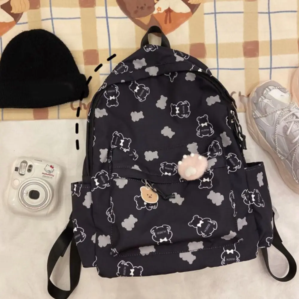 Mochila de pesca en lona robusta gran capacidad con diseño oso