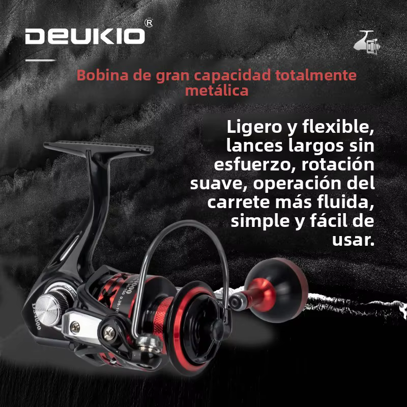 Carrete Giratorio DEUKIO 12kg 2+1 Rodamientos Manivela Metal - imagen 5
