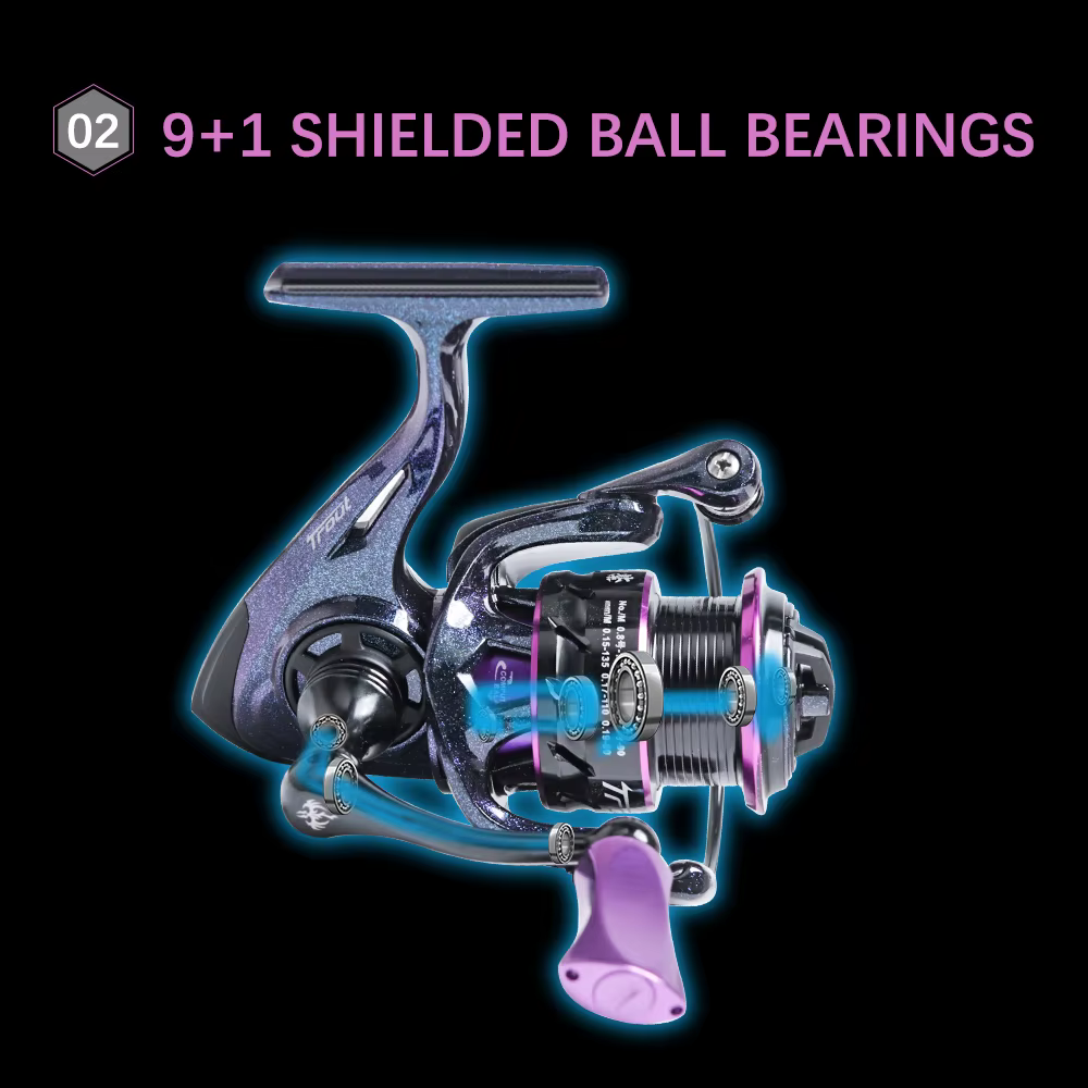 Carrete Spinning 9+1 BB CNC – Alta velocidad agua dulce Crappie