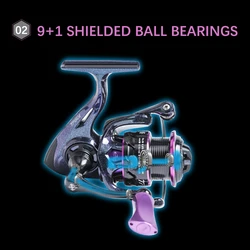 Carrete Spinning 9+1 BB CNC – Alta velocidad agua dulce Crappie