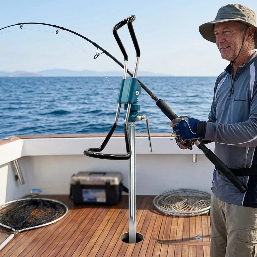 Soporte Cañas Pesca Acero Inoxidable con Pico para Mar y Tierra