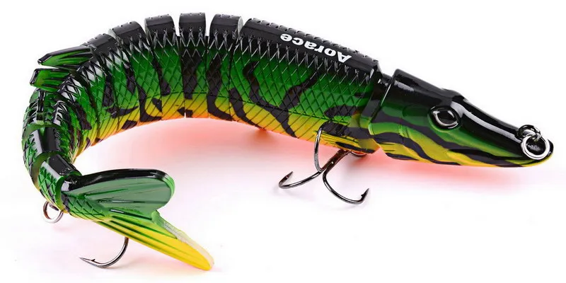 Señuelo de pesca articulado en primer plano