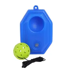 Entrenador de pickleball octogonal azul con base de rebote