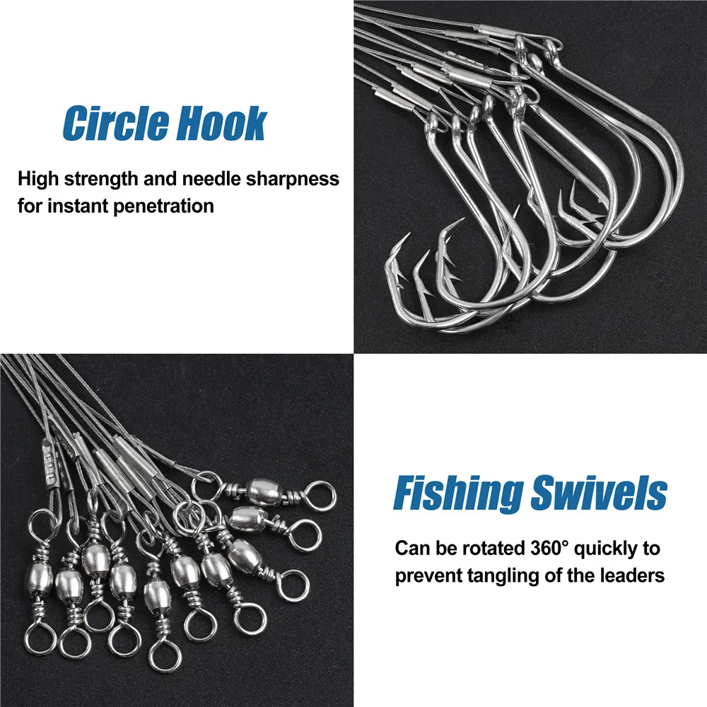 Anzuelos circulares con líder de acero para Surf Casting y Bagre