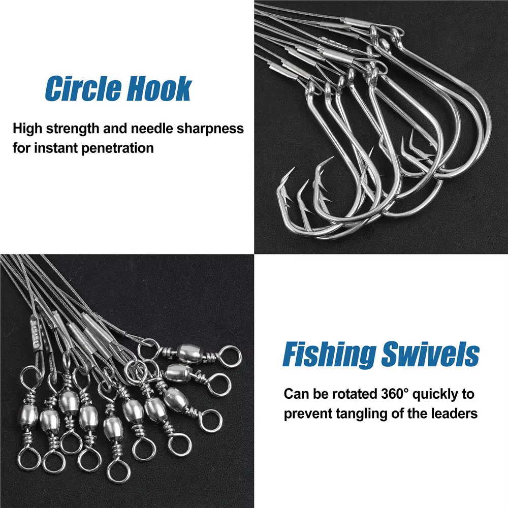 Anzuelos circulares con líder de acero para Surf Casting y Bagre