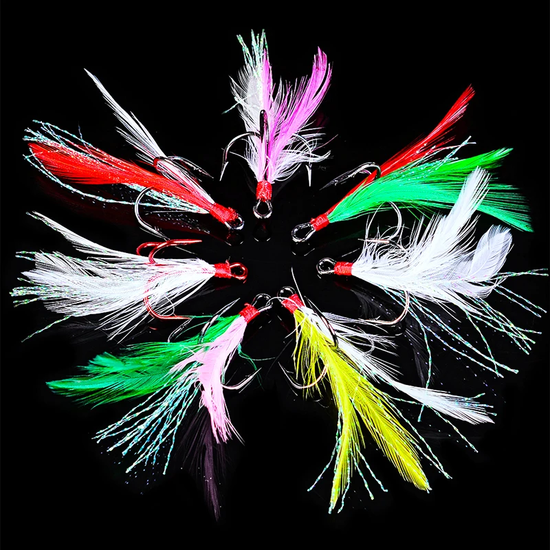 PROBEROS Anzuelos triples con plumas y púas para señuelos de acero - imagen 3