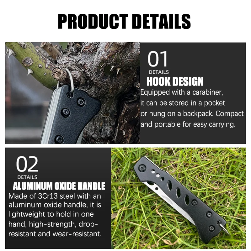 Cuchillo multifuncional para calamar plegable con gancho y hoja - imagen 4