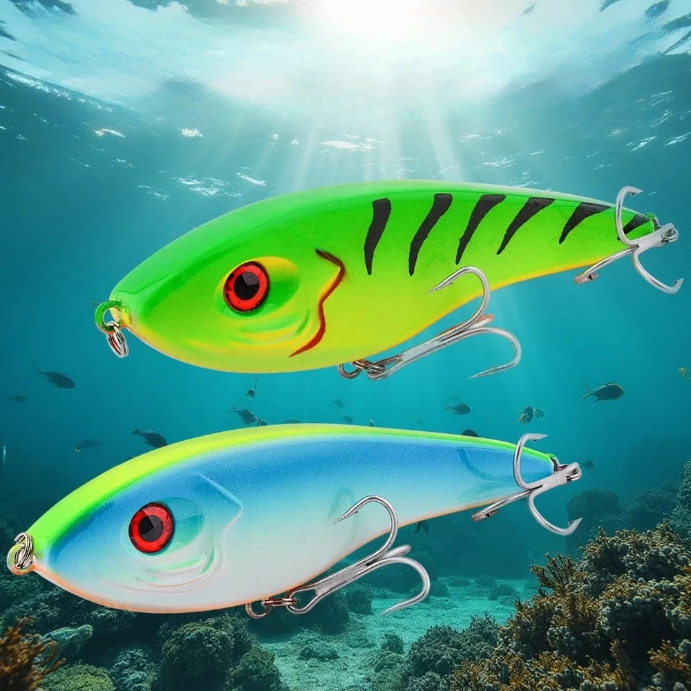 VIB Minnow señuelo lubina duro ruidoso con anzuelos giratorios - imagen 4