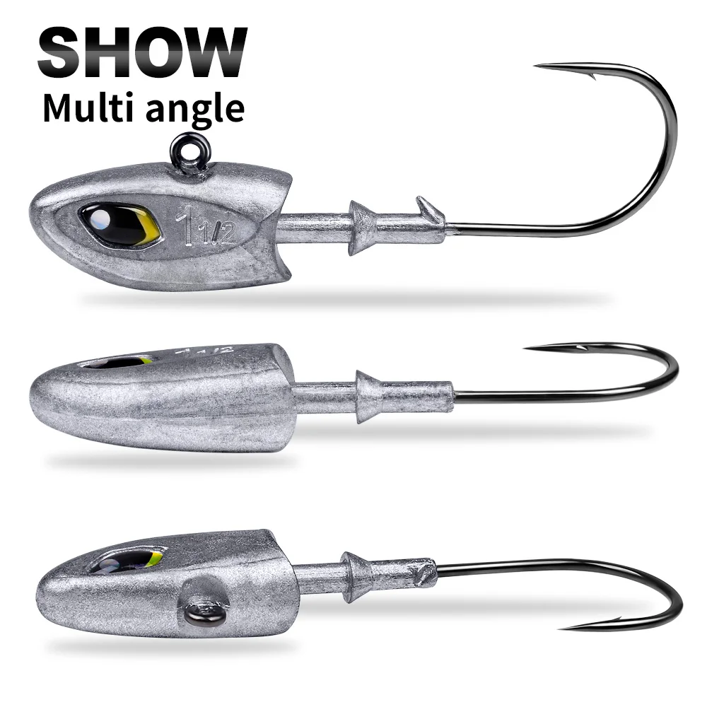 Anzuelos Jig Head con ojos 3D de acero carbono para vinilo lubina - imagen 5