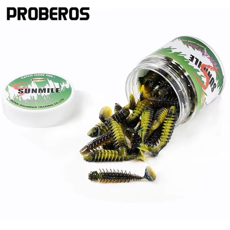 Vinilos TPR cola en T 4cm – Elásticos con giro inverso para pesca - imagen 4