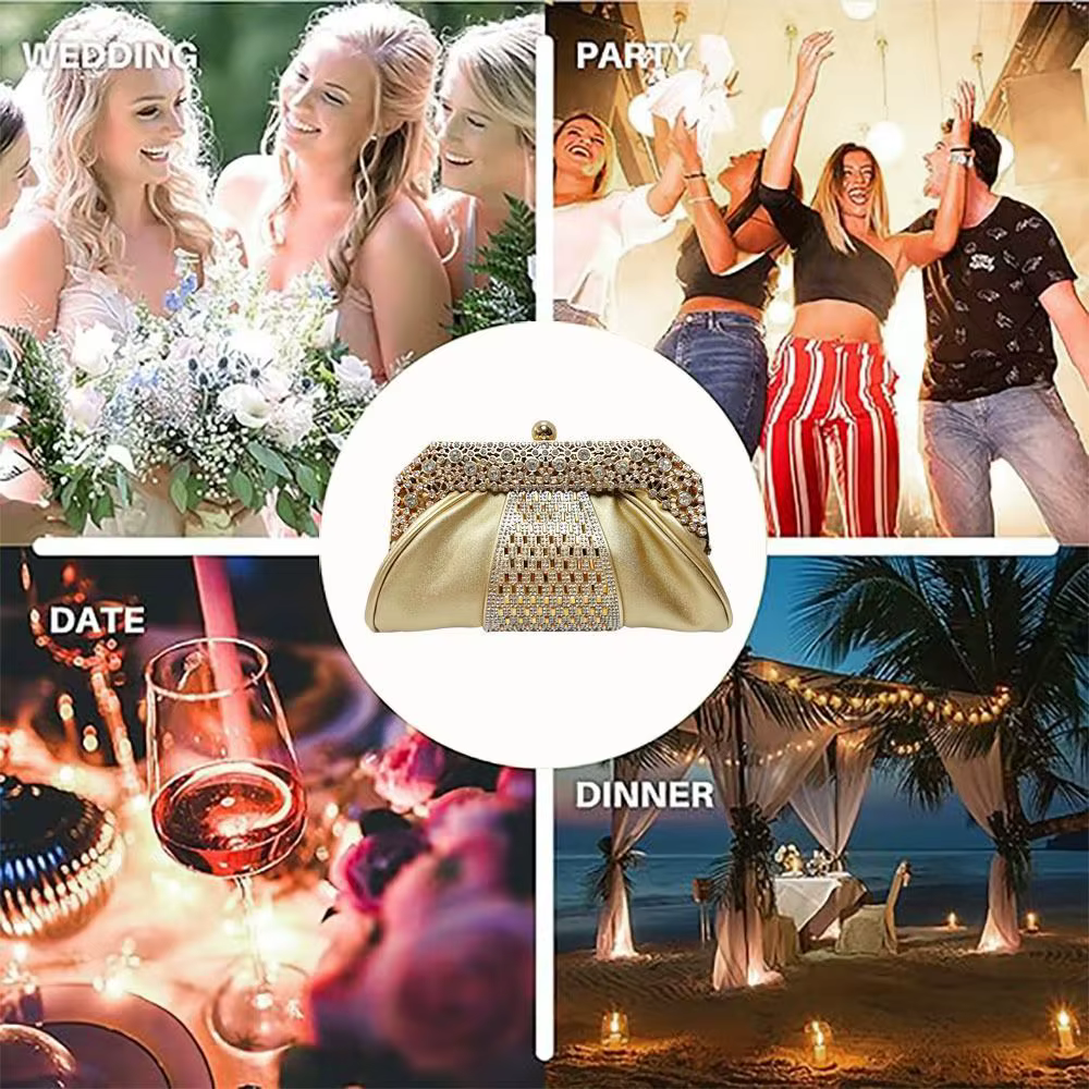 Detalle de la cadena metálica del bolso de fiesta