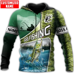 Sudadera Bass Fishing estampado 3D – Capucha con cremallera para hombre