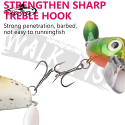 Walk Fish Crankbait de superficie giratorio con brillo para lubina