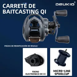 Carrete de pesca DEUKIO freno magnético y DC con repuesto