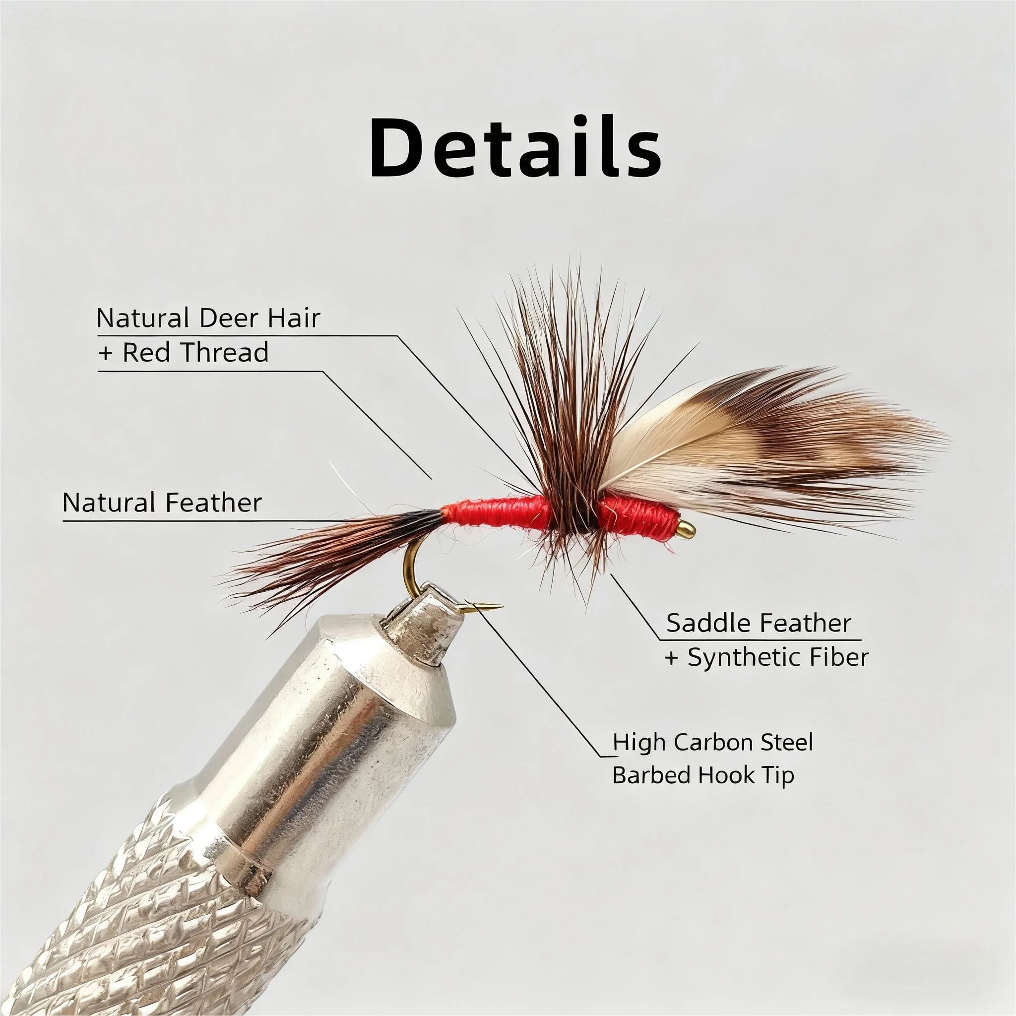 Mosca seca jorobada roja para pesca en superficie del río trucha - imagen 5