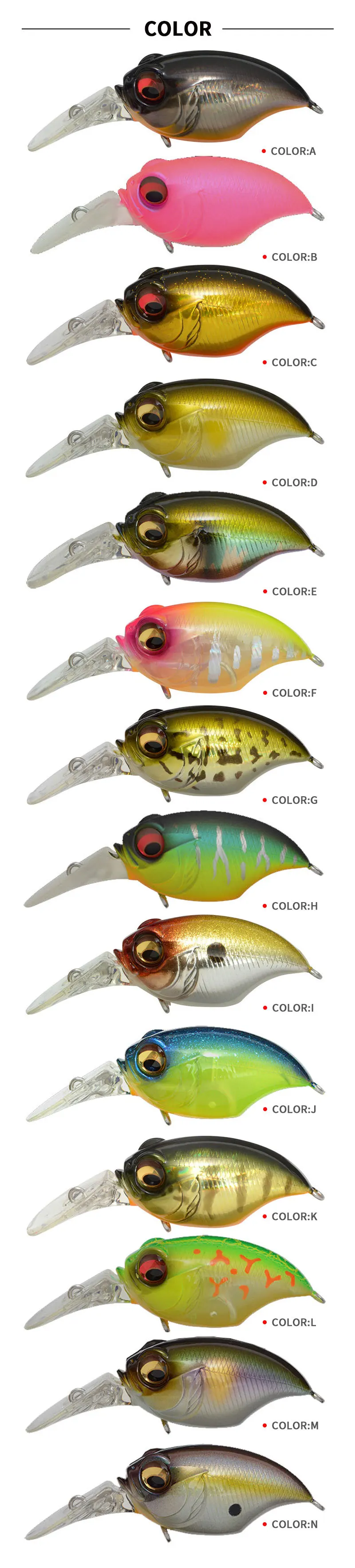Surtido de colores de crankbait