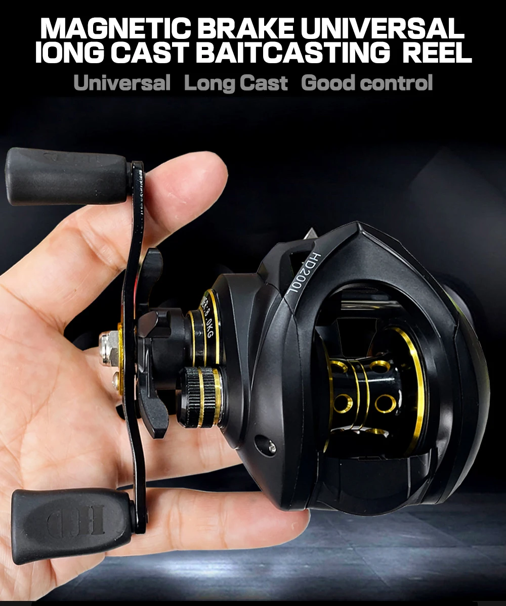 Carrete baitcasting y detalles de construcción