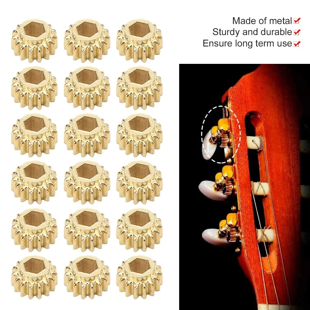 Clavijas de afinación hex para guitarra doradas con orificio abierto - imagen 4
