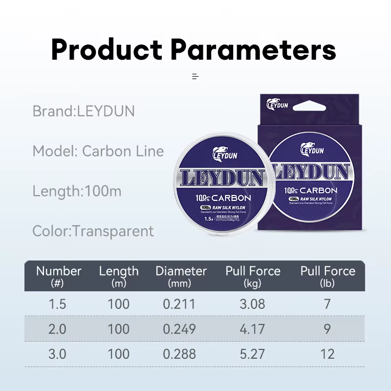 LEYDUN Linea de carbono 100% para mosca - monofilamento suave - imagen 5