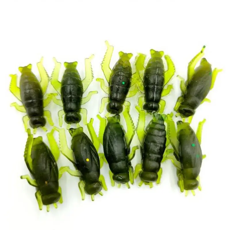 Señuelos de silicona suave tipo insecto en color verde