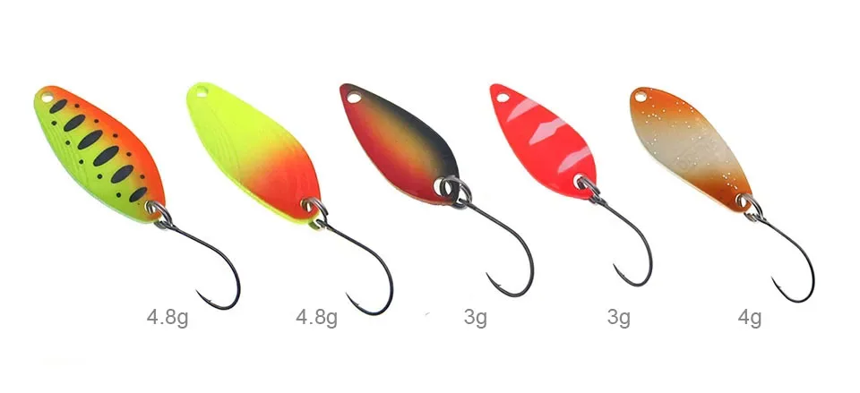 Señuelo de pesca para trucha de metal con acabado brillante