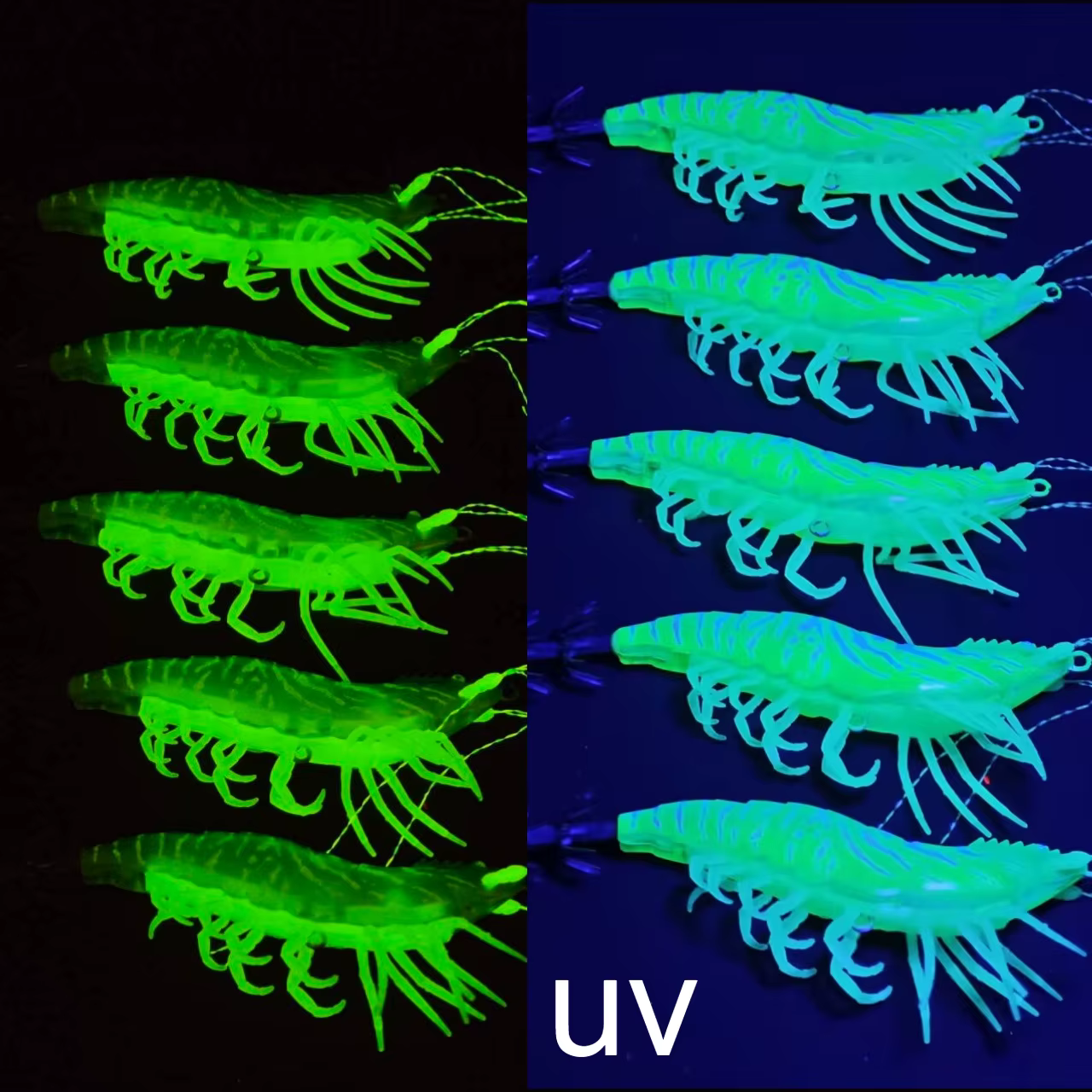 Señuelos UV Camarón Luminosos – Cebo para Pesca Nocturna de Calamar y Pulpo - imagen 2