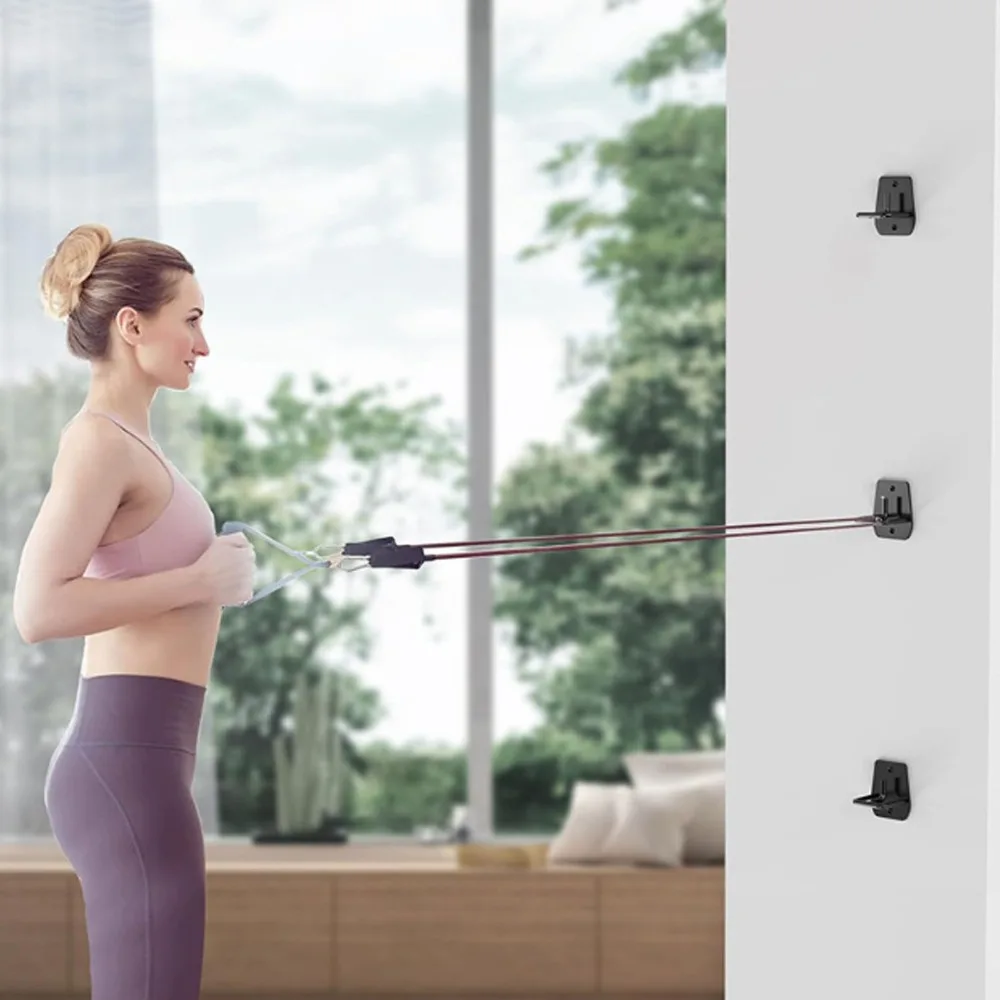 Anclajes de pared negros para bandas de ejercicio, acero al carbono - imagen 2
