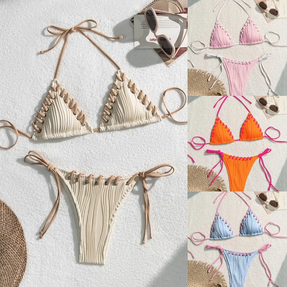 Bikini halter con tiras cruzadas para fiestas - imagen 5