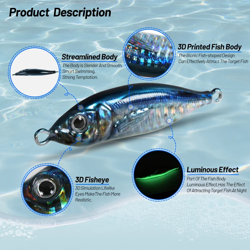 TEASER J93 slow jigging en mar, cuchara metal 3D